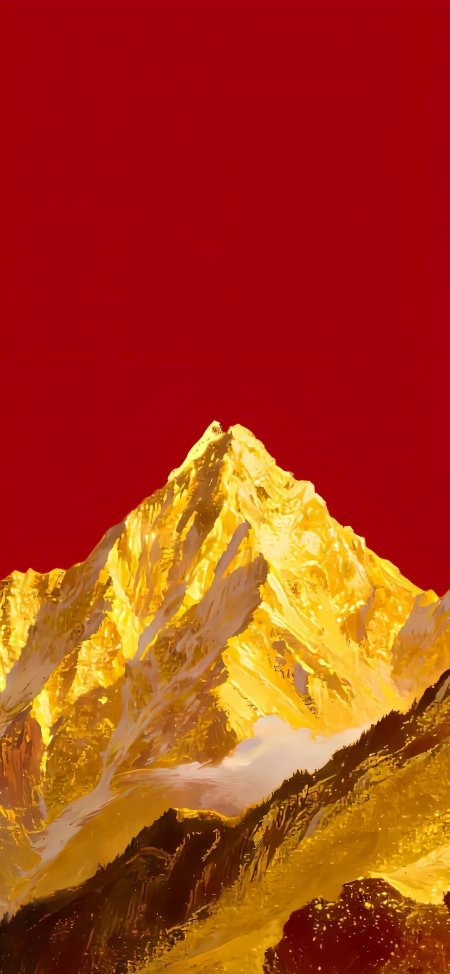 金色雪山巍峨耸立红金对比强烈风景手机壁纸