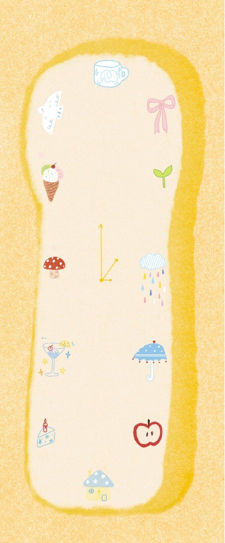 可爱小物拼贴插画暖黄创意手机壁纸