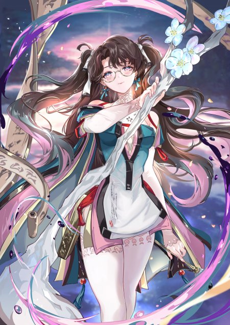 鸣潮折枝水墨国风眼镜少女动漫电脑壁纸