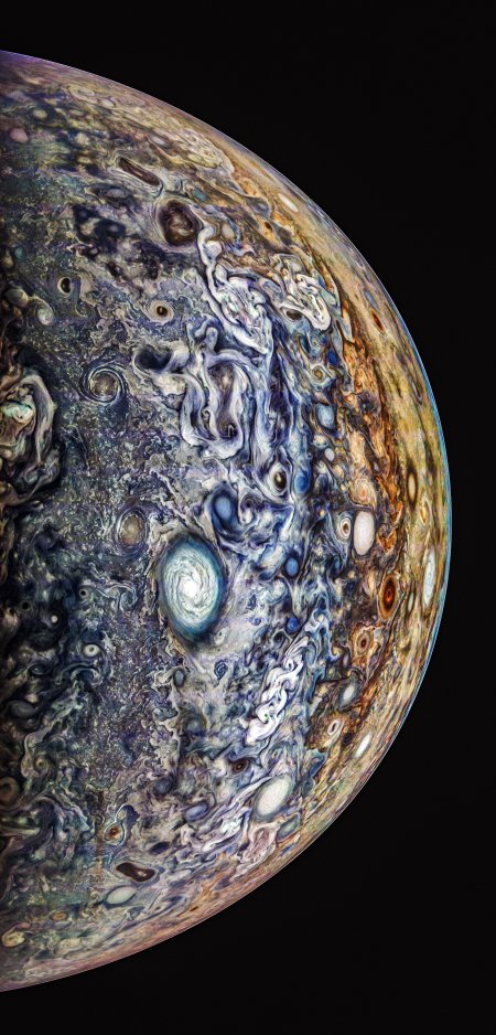 木星大气风暴漩涡蓝白棕暗黑太空科幻手机壁纸