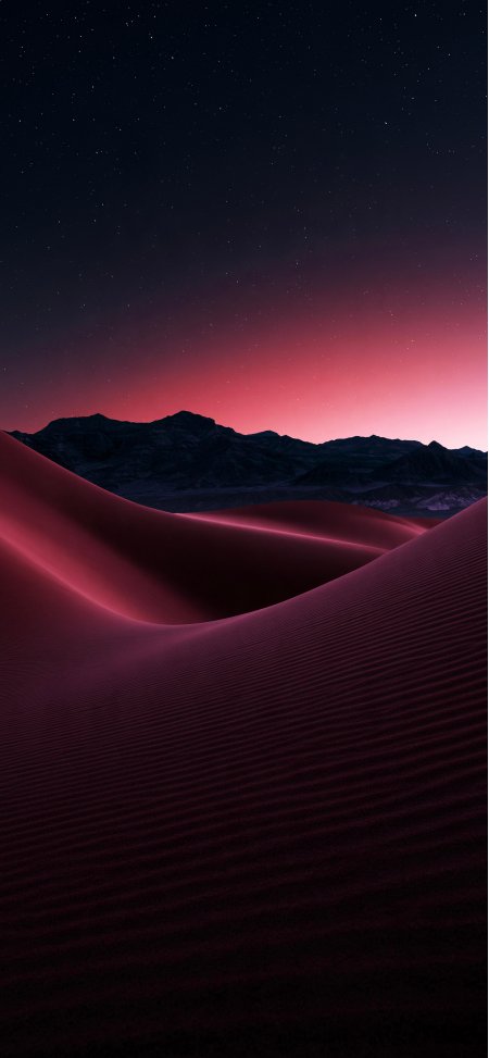沙漠星夜红紫渐变山峦静谧风景手机壁纸