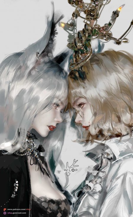 双生少女银发机械装饰暗黑奇幻动漫手机壁纸
