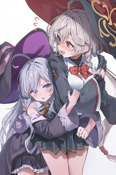 蔚蓝档案 砂狼白子和白子·恐怖银发少女校服互动粉紫动漫手机壁纸