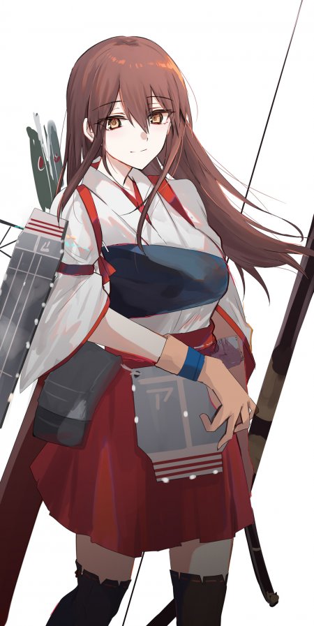 舰队赤城舰娘棕发弓箭白红制服动漫手机壁纸