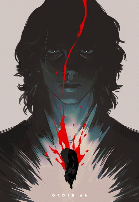 动漫角色黑发蓝瞳红血裂面暗黑风格插画手机壁纸