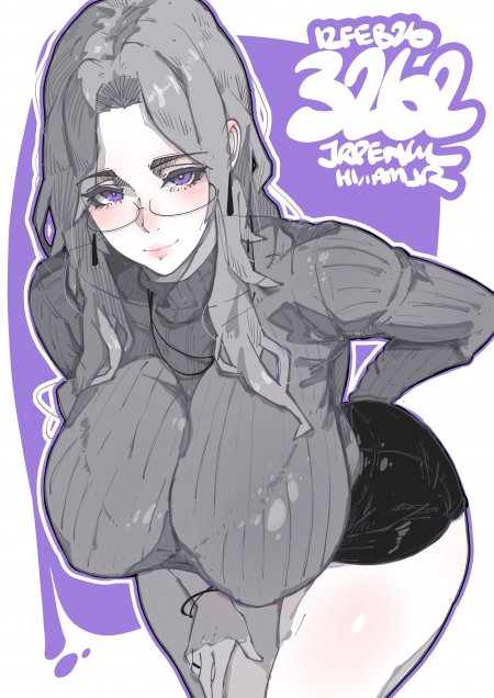 动漫角色银发紫瞳戴眼镜少女灰黑服饰紫白背景动漫手机壁纸