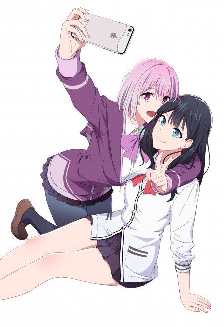 虹咲学园两位少女自拍互动粉紫动漫手机壁纸