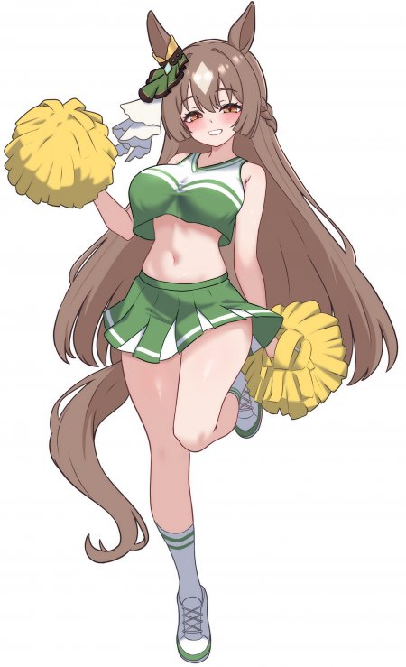 赛马娘目白麦昆绿白啦啦队服持黄球少女动漫手机壁纸