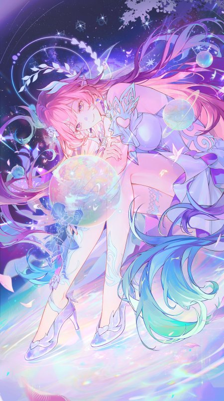 崩坏星穹铁道昔涟粉蓝渐变长发宇宙少女动漫手机壁纸