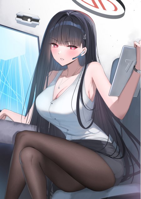 碧蓝航线黑发红眼御姐少女舰船驾驶室动漫手机壁纸