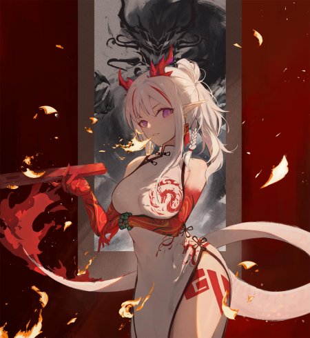 明日方舟年白发红角旗袍少女动漫手机壁纸