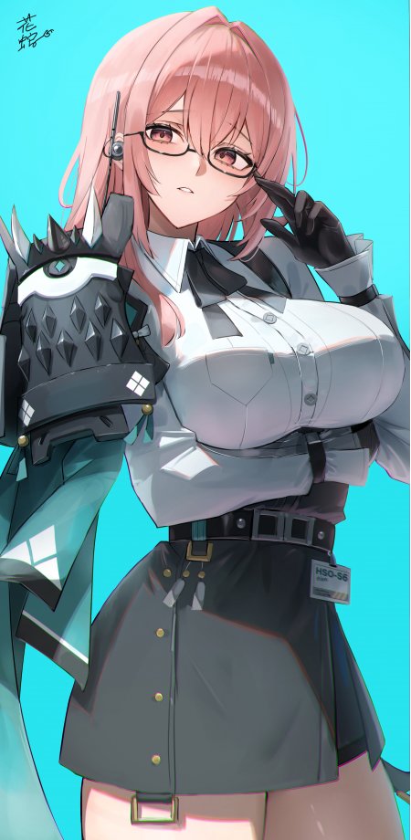 绝区零月城柳粉发眼镜制服少女立绘手机壁纸