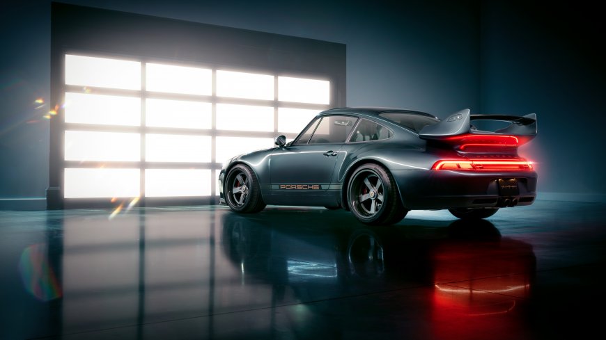 保时捷911GT2经典跑车暗灰红光汽车电脑壁纸