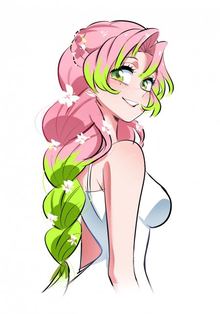 小马宝莉萍琪派粉绿长发白花点缀少女动漫手机壁纸