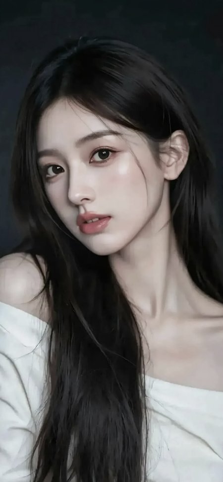 黑长直少女侧颜凝视柔光白皙人物摄影手机壁纸