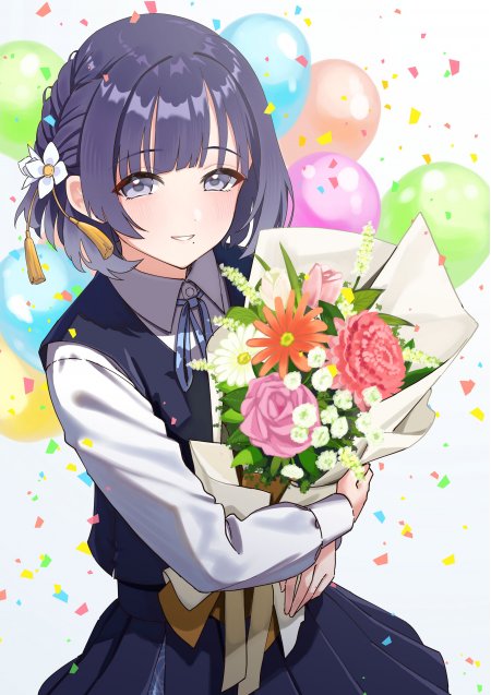 世界计划朝比奈真冬少女手捧花束动漫电脑壁纸