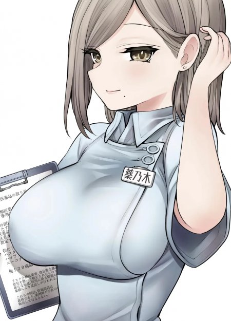 药乃木角色灰发棕眼制服微笑浅灰动漫手机壁纸