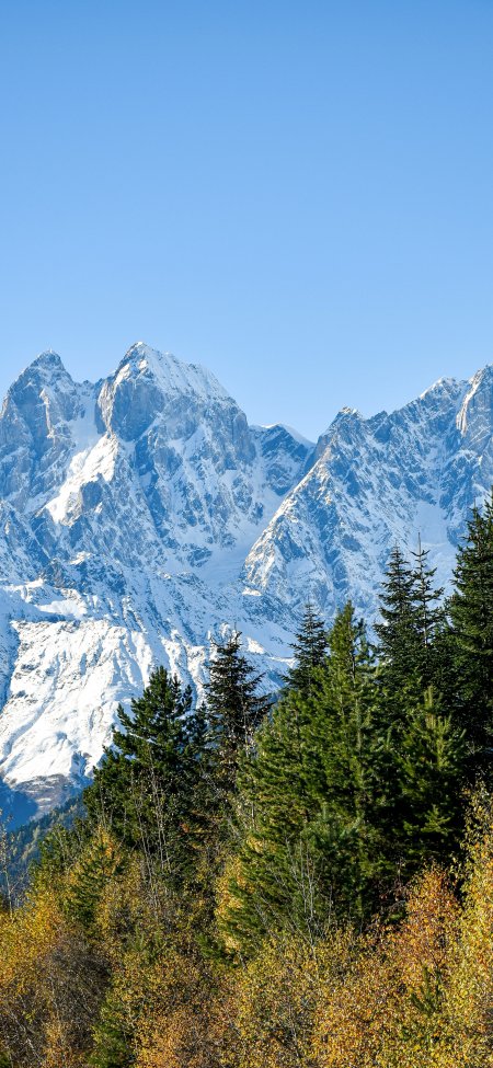 雪山巍峨雪峰耸立蓝白自然风景手机壁纸