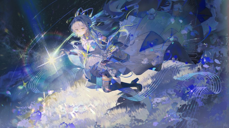赛博朋克少女猫耳发光特效蓝紫梦幻动漫电脑壁纸