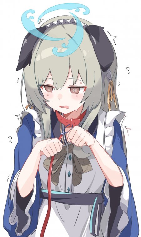 碧蓝档案空井咲灰发双马尾少女紧张拽绳蓝白古风动漫手机壁纸