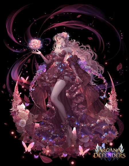 花语少女手持光莲紫粉梦幻动漫手机壁纸