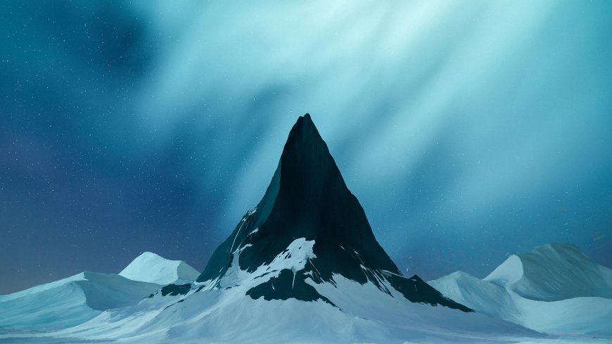 极地尖峰雪山星夜蓝紫风景电脑壁纸