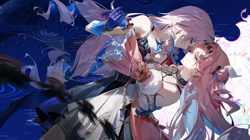 星穹铁道三月七与昔涟双人牵手深蓝星空少女动漫电脑壁纸
