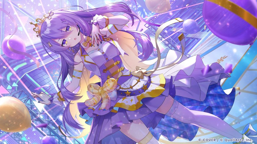 紫发少女星冠礼服手持玩偶紫金梦幻动漫电脑壁纸