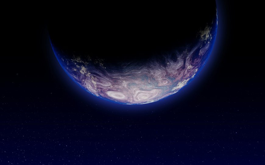 深邃宇宙中蓝紫漩涡星球暗蓝太空科幻电脑壁纸