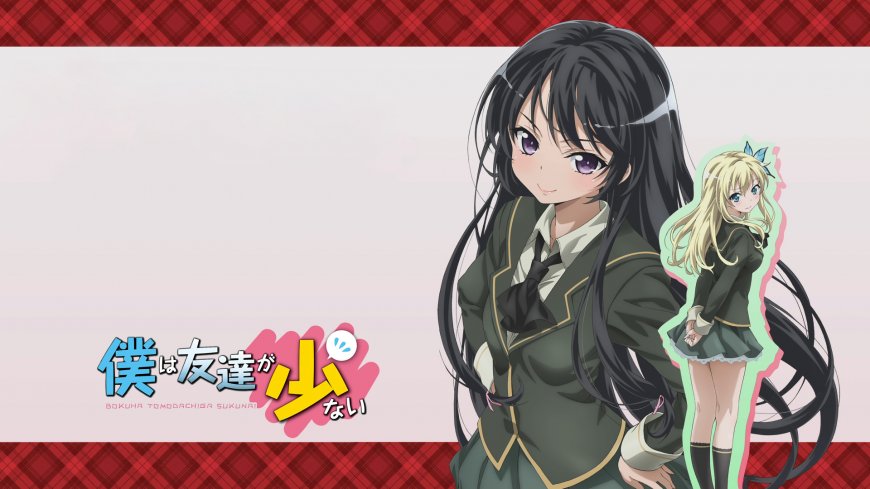 我的朋友很少黑发紫瞳少女校服微笑粉白动漫电脑壁纸