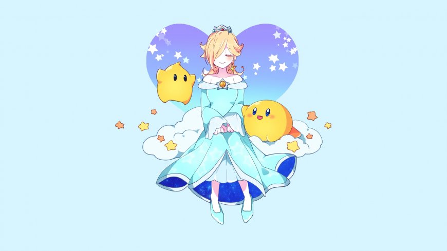 星之卡比罗莎公主与星之碎片蓝紫梦幻动漫电脑壁纸