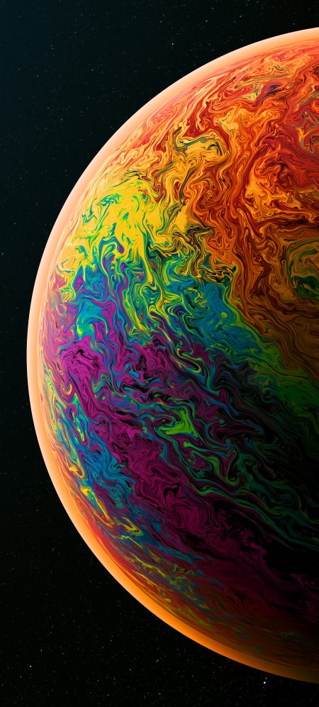 彩虹漩涡星球星云背景暗黑璀璨太空科幻手机壁纸