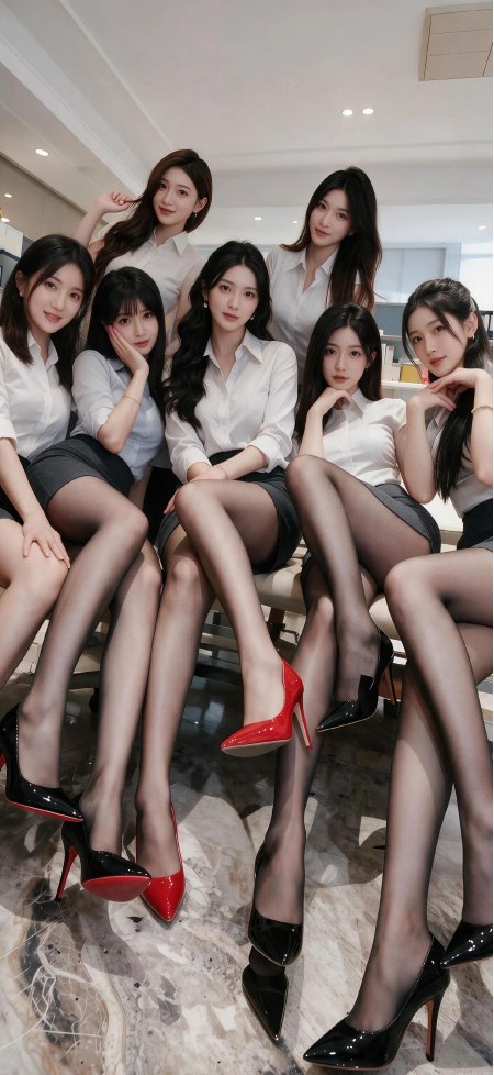七位白衬衫黑裙美女高跟鞋职场风暖调人物摄影手机壁纸