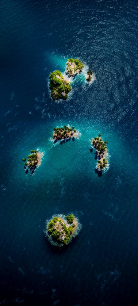 热带群岛俯瞰碧海椰林蓝绿自然风景手机壁纸