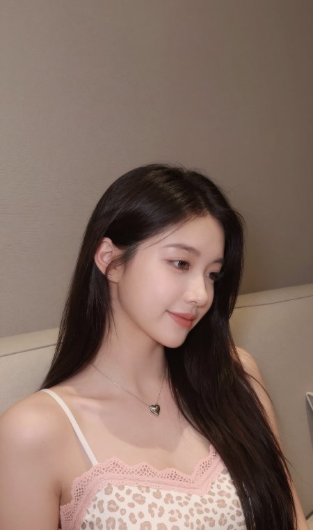 长发少女粉白蕾丝吊带浅笑暖柔人物摄影手机壁纸