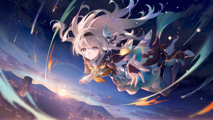 崩坏星穹铁道 流萤白发蓝眸星轨飞舞蓝紫梦幻动漫电脑壁纸
