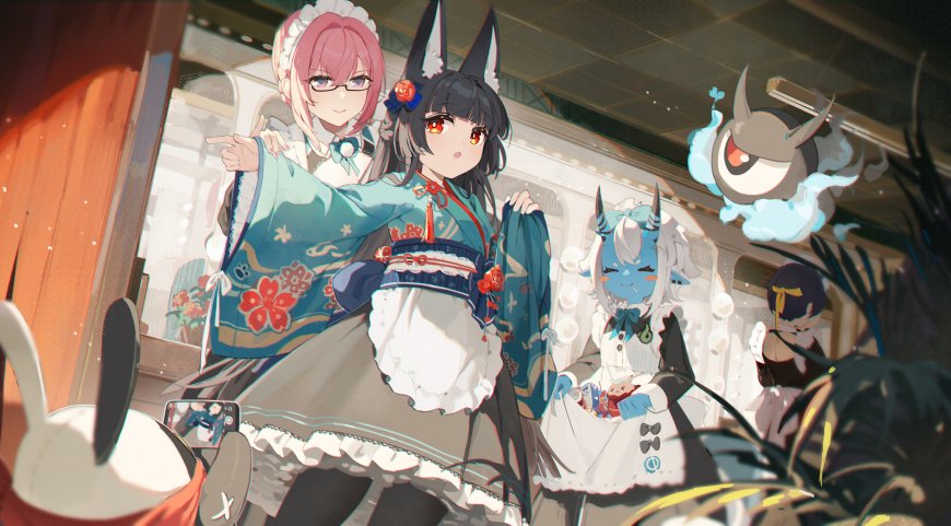 绝区零星见雅等角色车站合影蓝白暖光动漫电脑壁纸