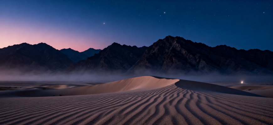 沙漠星夜沙丘起伏紫蓝渐变风景电脑壁纸