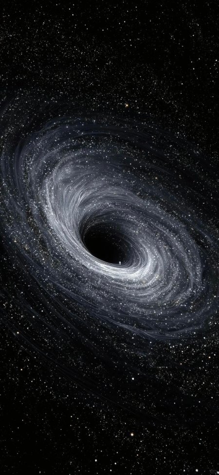 黑洞漩涡星尘环绕深邃暗蓝太空科幻手机壁纸
