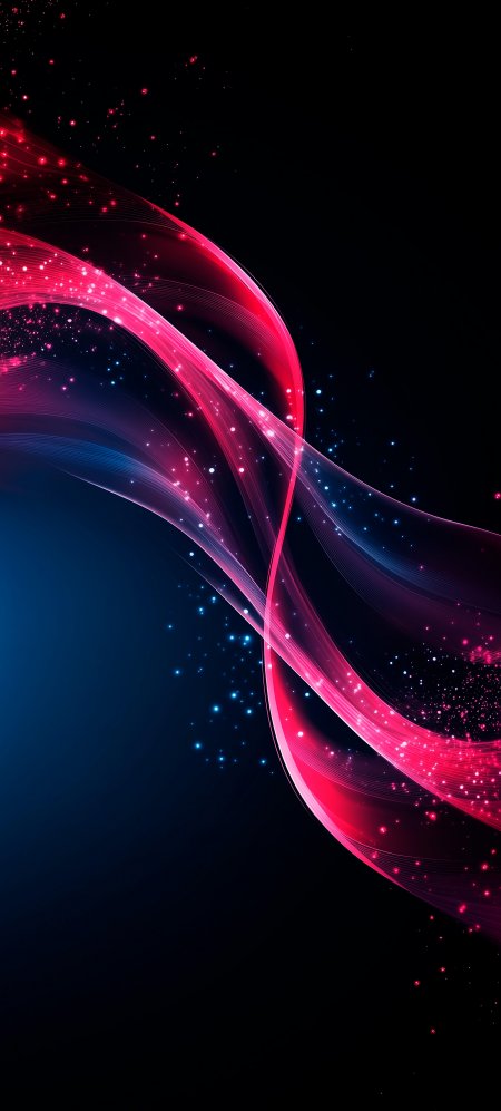 红蓝光带交织闪烁星尘暗黑科幻手机壁纸