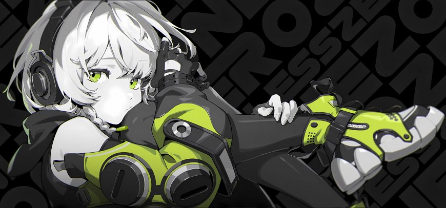 绝零区安比·德玛拉白发绿眼机甲少女暗黑动漫电脑壁纸