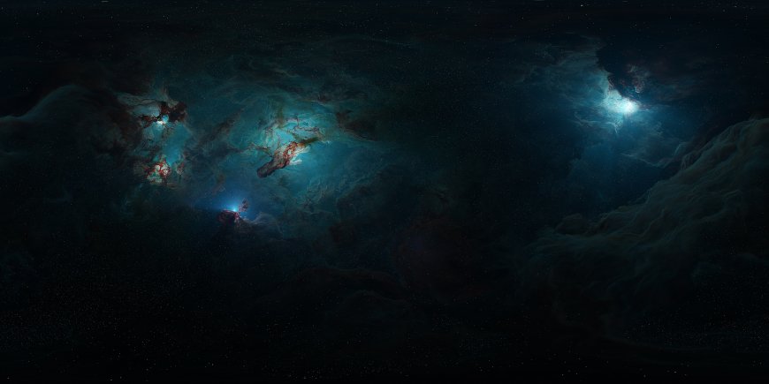 星云旋涡蓝绿光晕暗黑太空科幻电脑壁纸