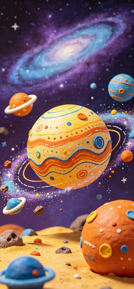 彩色黏土星球宇宙星云紫蓝梦幻太空科幻手机壁纸