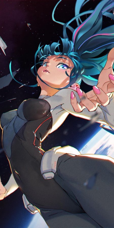 美少女战士水野亚美蓝发飘逸星空背景动漫手机壁纸