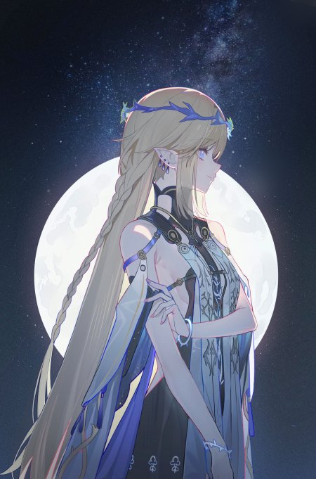 鸣潮卡提希娅月夜星辉蓝紫动漫手机壁纸