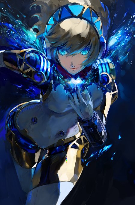 女神异闻录 埃癸斯蓝光机甲少女深蓝科幻动漫手机壁纸