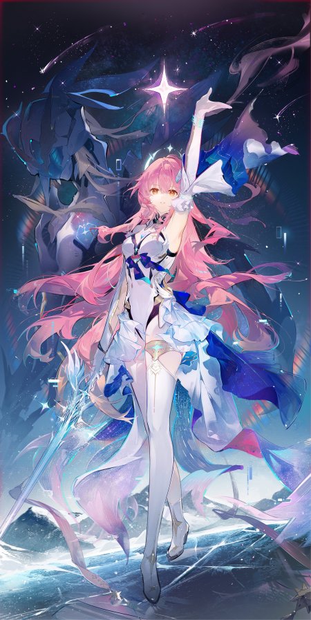 崩坏星穹铁道姬子粉发蓝白战衣星空背景动漫手机壁纸