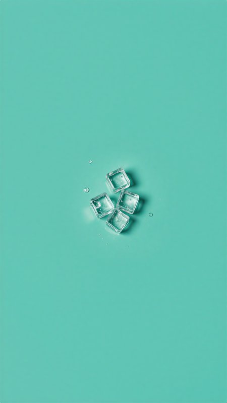 冰块晶莹剔透水珠点缀青绿静物特写手机壁纸
