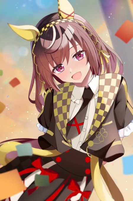 赛马娘特别周棕发粉瞳少女格纹制服黄角动漫手机壁纸