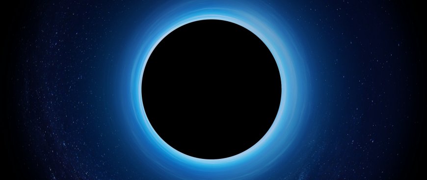 黑洞事件视界蓝光漩涡暗蓝太空科幻电脑壁纸